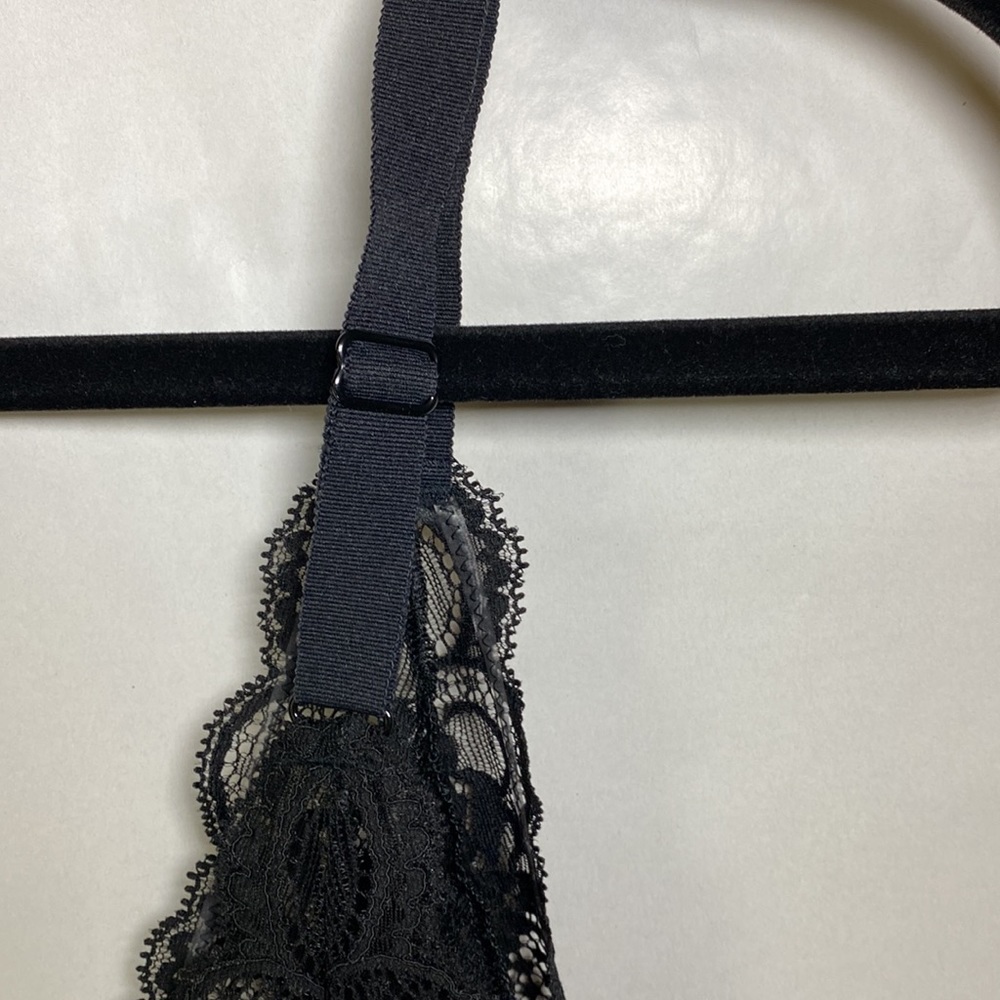 Victoria’s Secret Plunge V-Neck Sheer Black Lace Teddy Body Suit Ladies Large - Picture 7 of 16